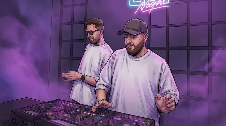 DJs & music at GTA Night, illustrated in GTA VI style